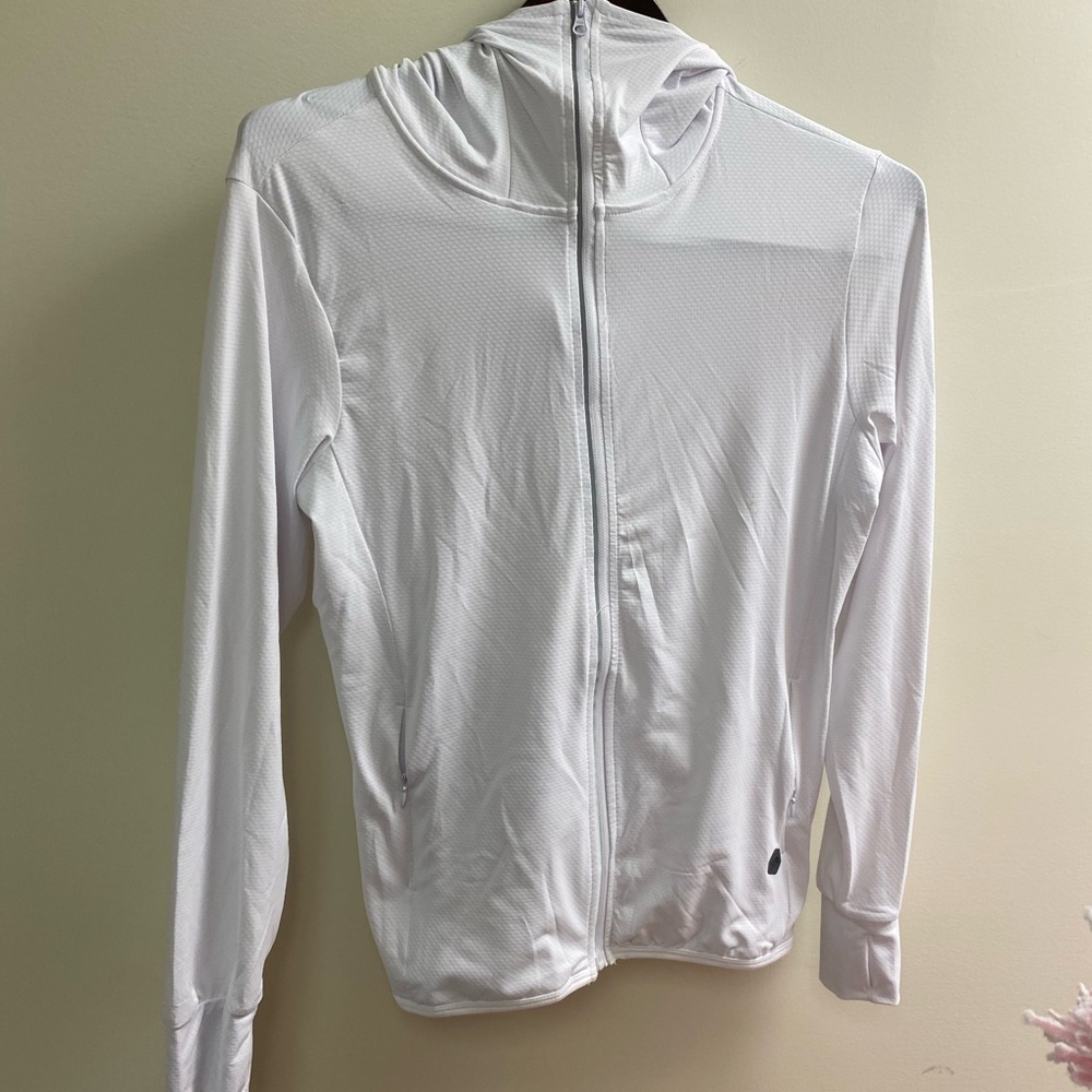 Lightweight White Hooded Zip Jacket for Women